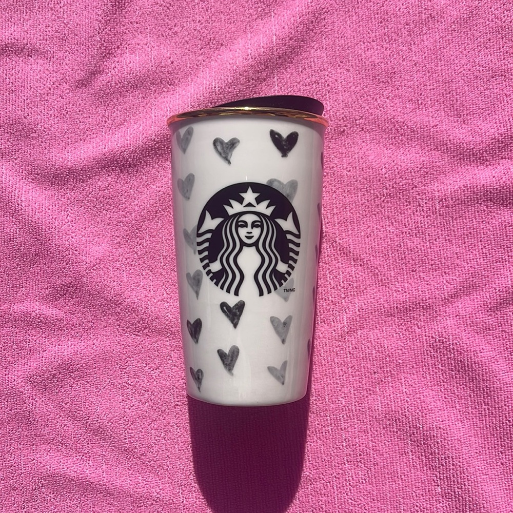 Limited Edition Starbucks Monochromatic Heart Ceramic Tumbler